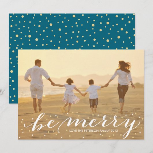 Glitzer sei fröhlich feiertagskarte (Vorne/Hinten)