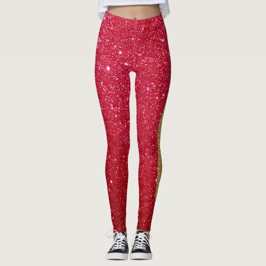 Glitzer-Seitenstreifen Leggings (Vorderseite)