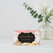 Glitzer Sequins Agate - Gold und Rosa Imitate Visitenkarte (Stehend Vorderseite)