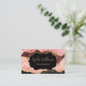 Glitzer Sequins Schwarz und Rosa Imitate Agate Visitenkarte (Stehend Vorderseite)