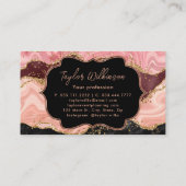 Glitzer Sequins Schwarz und Rosa Imitate Agate Visitenkarte (Rückseite)