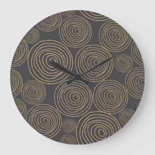 Glitzer Shimmer Spiral, Goldrunden. Große Wanduhr