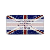 Glitzer Shiny Sparkle Union Jack Flag Adressaufkleber (Vorne)