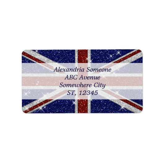 Glitzer Shiny Sparkle Union Jack Flag Adressaufkleber (Vorne)