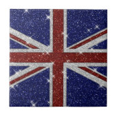 Glitzer Shiny Sparkle Union Jack Flag Fliese (Vorderseite)