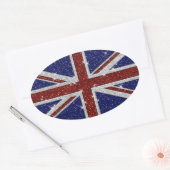 Glitzer Shiny Sparkle Union Jack Flag Ovaler Aufkleber (Umschlag)