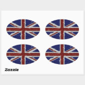 Glitzer Shiny Sparkle Union Jack Flag Ovaler Aufkleber (Blatt)