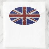 Glitzer Shiny Sparkle Union Jack Flag Ovaler Aufkleber (Tasche)