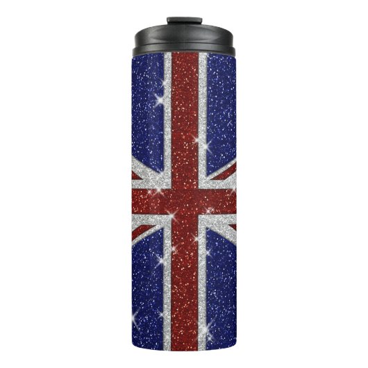 Glitzer Shiny Sparkle Union Jack Flag Thermosbecher (Vorderseite)