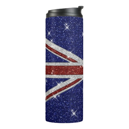 Glitzer Shiny Sparkle Union Jack Flag Thermosbecher (Nach links gedreht)