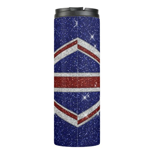 Glitzer Shiny Sparkle Union Jack Flag Thermosbecher (Rückseite)