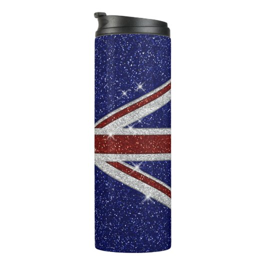 Glitzer Shiny Sparkle Union Jack Flag Thermosbecher (Nach rechts gedreht)