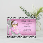 Glitzer Showbaby Girl Babydusche B Einladung (Stehend Vorderseite)