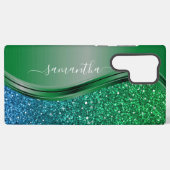 Glitzer sieht aus Bright Green Blue Personalisiert Samsung Galaxy Hülle (Rückseite (Horizontal))