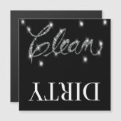 Glitzer sieht sauber dreckige Geschirrspülmaschine Magnetkarte (Vorne/Hinten)