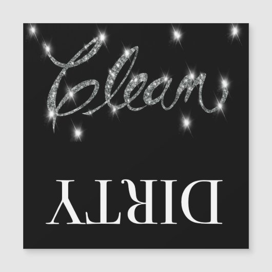 Glitzer sieht sauber dreckige Geschirrspülmaschine Magnetkarte (Vorderseite)