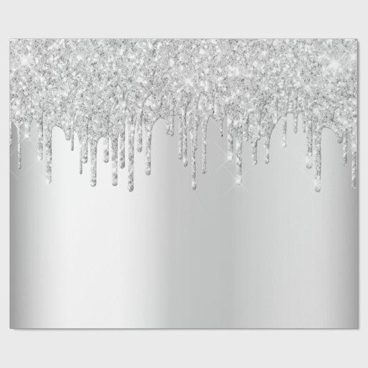 Glitzer Silber funkeln Weihnachten Weihnachten Wei Geschenkpapier (Flach)
