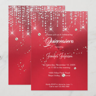 Glitzer silber Konfetti Quinceanera Einladung