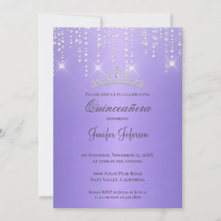 Glitzer silber Konfetti Quinceanera Einladung