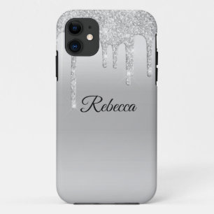 Glitzer-Silber Personalisiert Tropfend Case-Mate iPhone Hülle