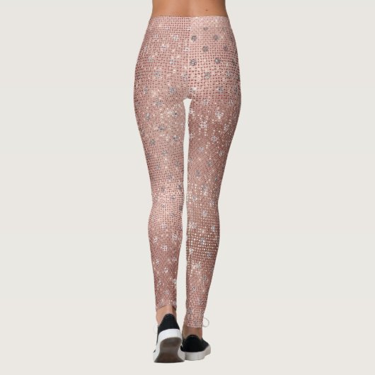Glitzer Silber Pinsel Punkte Rosa Rose Gold Funkel Leggings (Rückseite)