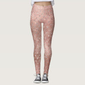 Glitzer Silber Pinsel Punkte Rosa Rose Gold Funkel Leggings (Vorderseite)