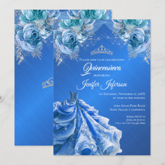 Glitzer Silber Tropfen Quinceanera Einladung