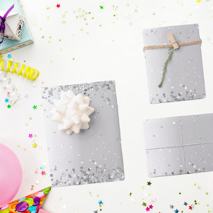 Glitzer silbernes Konfetti Funkeln Weihnachten Xma Geschenkpapier Set