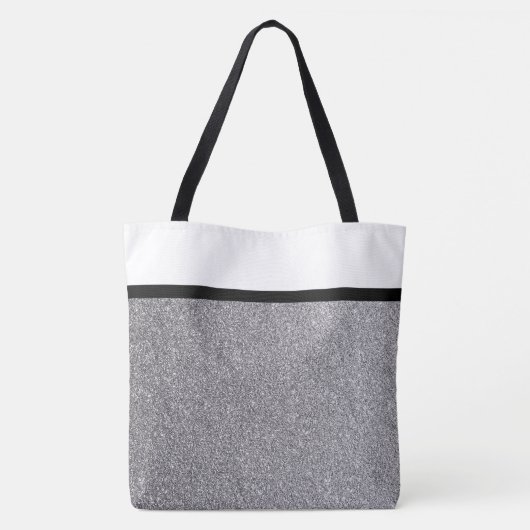 Glitzer Silver Black Personalisiert Shopping Tasche (Rückseite)