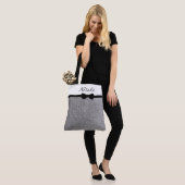 Glitzer Silver Black Personalisiert Shopping Tasche (Am Model)