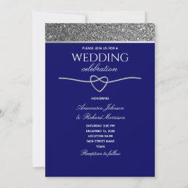 Glitzer Silver Blue Wedding Einladung