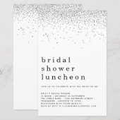 Glitzer Silver Brautparty Einladung (Vorne/Hinten)