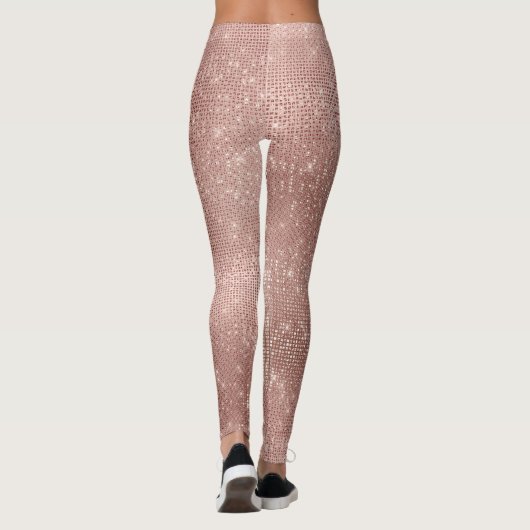 Glitzer Silver Brush Glam Rosa Rose Gold Funkelnd Leggings (Rückseite)
