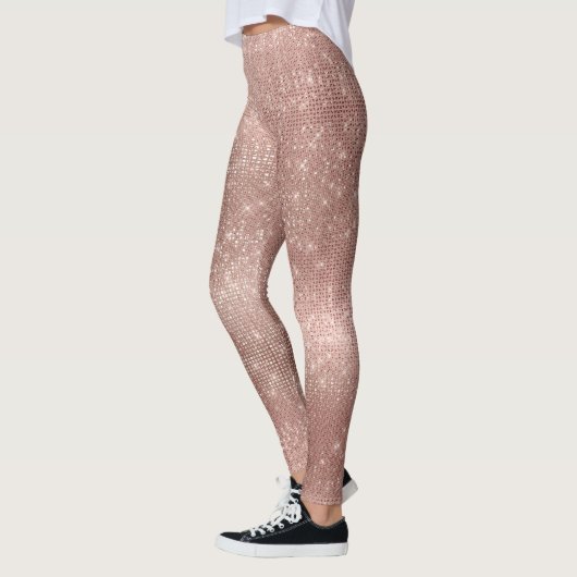 Glitzer Silver Brush Glam Rosa Rose Gold Funkelnd Leggings (Links)