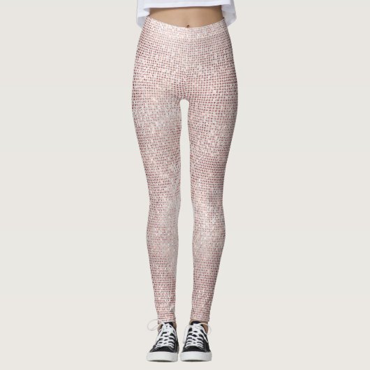 Glitzer Silver Brush White Pink Rose Grill Funkeln Leggings (Vorderseite)