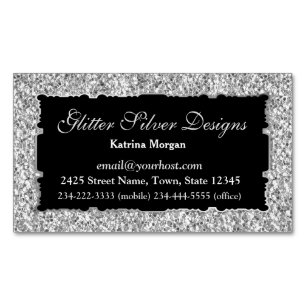 Glitzer Silver Elegance Magnetic Business Card Magnetische Visitenkarte