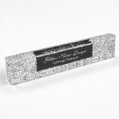 Glitzer Silver Elegance Namensplakette