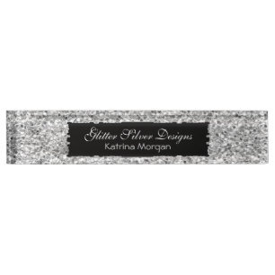 Glitzer Silver Elegance Namensplakette