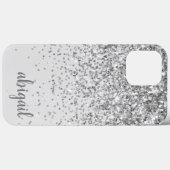 Glitzer Silver Elegant Moderner Monogramm Name Case-Mate iPhone Hülle (Rückseite (Horizontal))