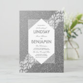 Glitzer Silver Elegante Vintage Fab-Hochzeit Einladung (Stehend Vorderseite)