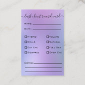 Glitzer Silver Eyelash Extension Client Record Visitenkarte (Rückseite)