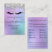 Glitzer Silver Eyelash Extension Client Record Visitenkarte (Vorne/Hinten)