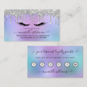 Glitzer Silver Eyelash Extension Loyalty Visitenkarte (Vorne/Hinten)