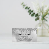 Glitzer Silver Eyelash Extension Loyalty Visitenkarte (Stehend Vorderseite)