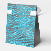 Glitzer Silver Foil Blue Zebra Print Birthday Geschenkschachtel (Rückseite)