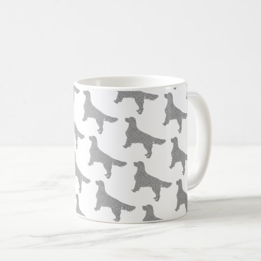 Glitzer Silver Golden Retriever Pattern Kaffeetasse (VorderseiteRechts)