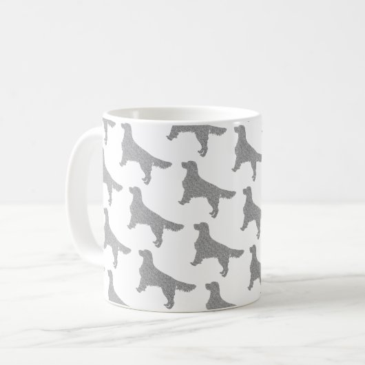 Glitzer Silver Golden Retriever Pattern Kaffeetasse (Vorderseite Links)