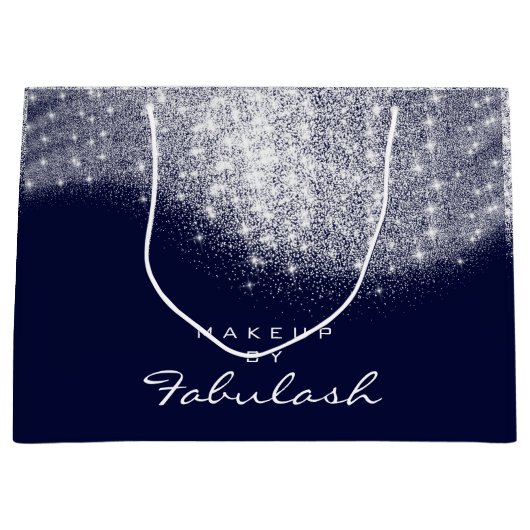 Glitzer Silver Grauname Blue Navy Bridal White Große Geschenktüte (Vorderseite)