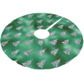 Glitzer Silver Green Tree Muster Chic Trendy Polyester Weihnachtsbaumdecke (Schrägansicht)