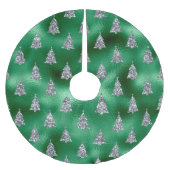 Glitzer Silver Green Tree Muster Chic Trendy Polyester Weihnachtsbaumdecke (Vorderseite)